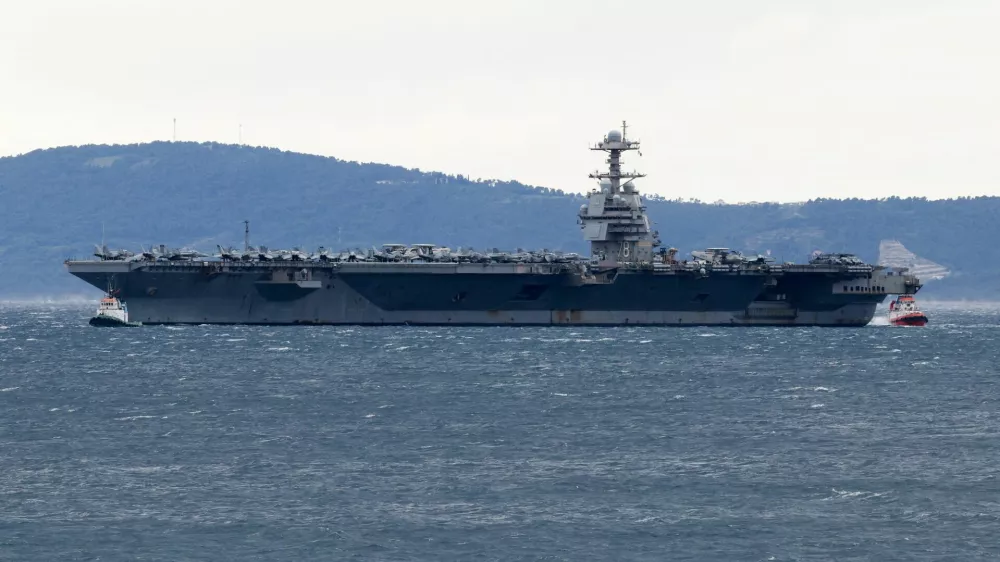 U.S. aircraft carrier "Gerald R. Ford" holds position in front of Split, in the Adriatic Sea, March 28, 2026. REUTERS/Antonio Bronic
