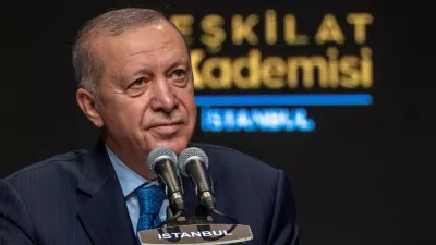 Turkish President Tayyip Erdogan addresses his supporters during a meeting in Istanbul, Turkey, September 13, 2025. REUTERS/Umit Bektas