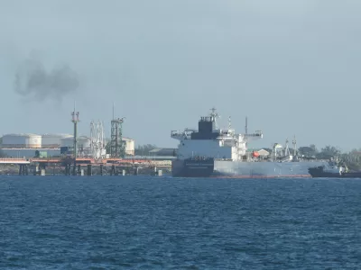 Russian-flagged oil tanker Anatoly Kolodkin manoeuvres at the Matanzas bay, Cuba, whose economy has ground to a halt under a de facto oil blockade imposed by Washington resulting in an energy crisis that has led to strict gasoline rationing and a series of blackouts across the country of 10 million people, March 31, 2026. REUTERS/Norlys Perez