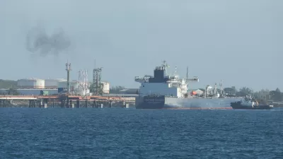 Russian-flagged oil tanker Anatoly Kolodkin manoeuvres at the Matanzas bay, Cuba, whose economy has ground to a halt under a de facto oil blockade imposed by Washington resulting in an energy crisis that has led to strict gasoline rationing and a series of blackouts across the country of 10 million people, March 31, 2026. REUTERS/Norlys Perez