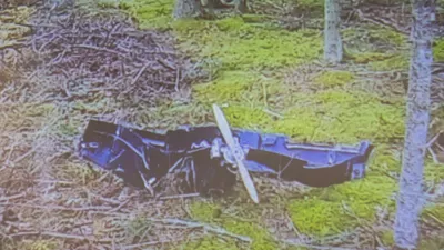 The image of a drone is displayed on a screen during a press conference in Kouvola, Finland March 29, 2026. Finland reported a suspected territorial violation by unmanned aerial vehicles in the southeast of the country, which the Finnish prime minister said was likely linked to Ukrainian drone attacks against Russia. Lehtikuva/Sasu Jarnstedt via REUTERS   ATTENTION EDITORS - THIS IMAGE WAS PROVIDED BY A THIRD PARTY. NO THIRD PARTY SALES. NOT FOR USE BY REUTERS THIRD PARTY DISTRIBUTORS. FINLAND OUT. NO COMMERCIAL OR EDITORIAL SALES IN FINLAND.