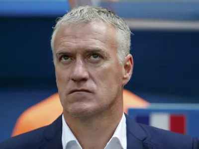 France's coach Didier Deschamps looks on before the start of their 2014 World Cup round of 16 game against Nigeria at the Brasilia national stadium in Brasilia June 30, 2014. REUTERS/Jorge Silva (BRAZIL - Tags: SOCCER SPORT WORLD CUP)