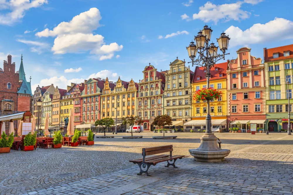 Market Square in the Old Town of Wroclaw at summer, Poland