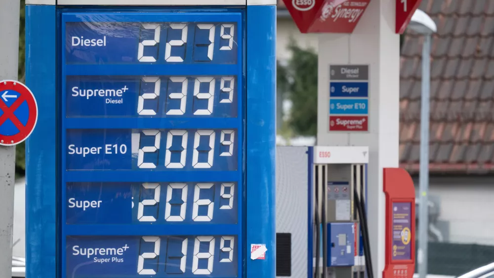 Gas prices are displayed before they were raised at noon at a gas station in Stuttgart, Germany, Wednesday, April 1, 2026. (Marijan Murat/dpa via AP)