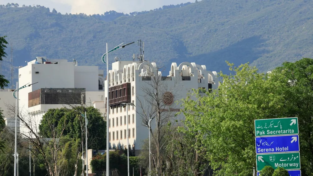 View of the Serena Hotel with the Margala Hills in the background, as Pakistan gears up to host the U.S. and Iran for peace talks, in Islamabad, Pakistan April 9, 2026. REUTERS/Akhtar Soomro