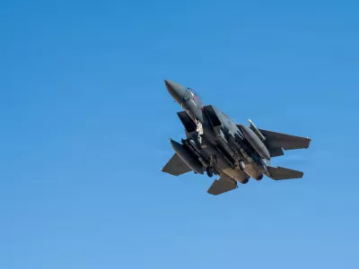 A U.S. Air Force F-15E Strike Eagle aircraft takes off for a mission supporting Operation Epic Fury during the Iran war at an undisclosed location, March 9, 2026. U.S. Air Force/Handout via REUTERS ATTENTION EDITORS - THIS PICTURE WAS PROVIDED BY A THIRD PARTY
