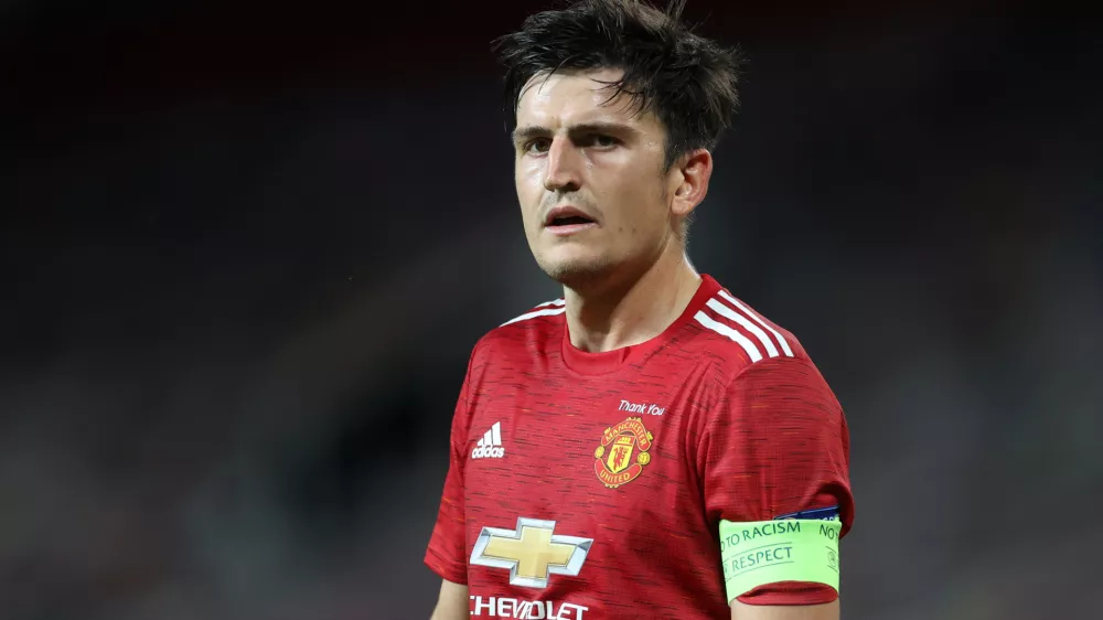FILE PHOTO: Soccer Football - Europa League - Round of 16 Second Leg - Manchester United v LASK Linz - Old Trafford, Manchester, Britain - August 5, 2020 Manchester United's Harry Maguire, as play resumes behind closed doors following the outbreak of the coronavirus disease (COVID-19) REUTERS/Carl Recine/File Photo