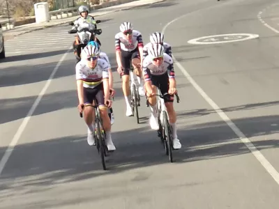 Spanija, Gran Canaria.Slovenski kolesarski as Tadej Pogacar med treningom z ekipo na Kanarskih otokih.Foto: STA