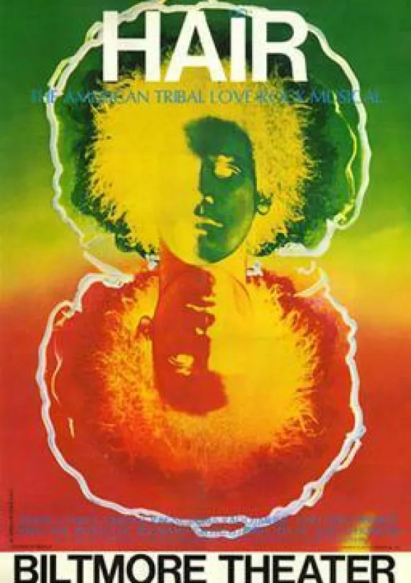 Plakat, ki je vabil na prve uprizoritve muzikala Hair. / Foto: Wikipedija