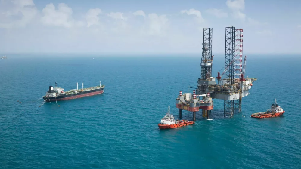 Offshore oil rig drilling gas platform in the gulf of Thailand