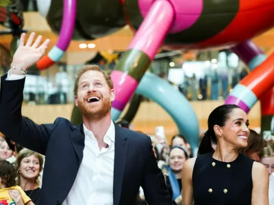 Prince Harry and Meghan, the Duke and Duchess of Sussex, visit the Royal Children's Hospital in Melbourne, Australia, April 14, 2026. REUTERS/Mark Peterson