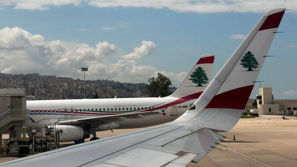 FILE PHOTO: A view of Lebanese Middle East Airlines airplanes on the tarmac at Beirut-Rafic Hariri International Airport, amid flight cancellations and escalating hostilities between Israel and Hezbollah, as the U.S.-Israeli conflict with Iran continues, in Beirut, Lebanon, March 31, 2026. REUTERS/Amr Abdallah Dalsh/File Photo