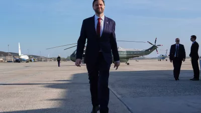 Vice President JD Vance walks to speak with the Press before boarding Air Force Two, Friday, April 10, 2026, at Joint Base Andrews, Md., for expected departure to Pakistan, for talks on Iran. (AP Photo/Jacquelyn Martin, pool)