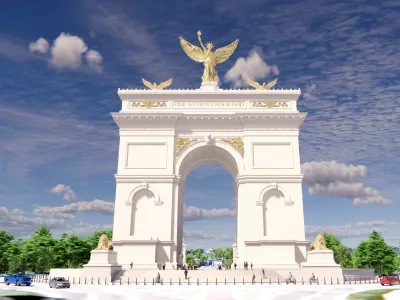 An artist's rendering of U.S. President Donald Trump's proposed 'Independence Arch' is seen in this handout obtained on April 10, 2026. U.S. Commission on Fine Arts/Handout via REUTERS THIS IMAGE HAS BEEN SUPPLIED BY A THIRD PARTY