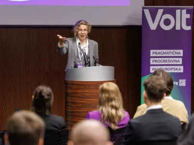 Ustanovni kongres stranke Volt Slovenija.Ustanovni clan in kandidat za sopredsednika stranke Borja Ranzinger. Foto: STA