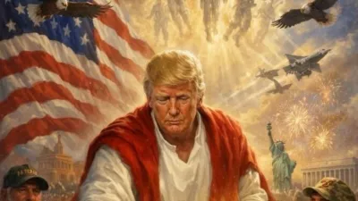 A post on U.S. President Donald Trump's Truth Social account depicts an AI-generated image of himself apparently as Jesus posted on April 12, 2026.  @realDonaldTrump/Truth Social/Handout via REUTERS THIS AI-GENERATED IMAGE HAS BEEN SUPPLIED BY A THIRD PARTY. IT IS DISTRIBUTED, EXACTLY AS RECEIVED BY REUTERS, AS A SERVICE TO CLIENT