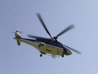 28.8.2025 - Policija - Policijski helikopter -  policijski kamp za srednje&scaron;olceFoto: Luka Cjuha