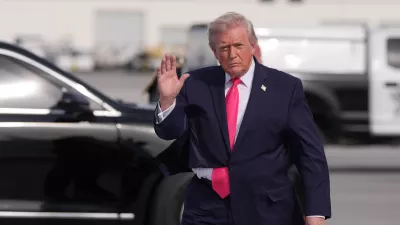 President Donald Trump arrives on Air Force One, Thursday, April 16, 2026, at Harry Reid International Airport in Las Vegas. (AP Photo/Alex Brandon)