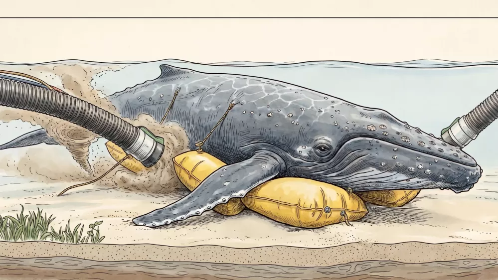 Pod kita naj bi namestili posebne blazine in ga ponesli proti odprtemu morju. / Foto: Google Gemini