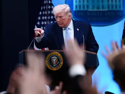 FILE - President Donald Trump speaks with reporters in the James Brady Press Briefing Room at the White House, Monday, April 6, 2026, in Washington. (AP Photo/Julia Demaree Nikhinson, File)