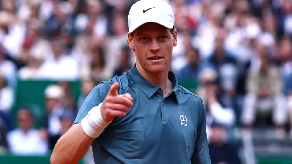 Tennis - ATP Masters 1000 - Monte Carlo Masters - Monte Carlo Country Club, Roquebrune-Cap-Martin, France - April 12, 2026 Italy's Jannik Sinner reacts during his final match against Spain's Carlos Alcaraz REUTERS/Manon Cruz