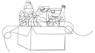 continuous line drawing food in cardboard illustration / Foto: Sutarlan Sutarlan Getty Images