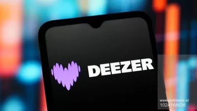 In this photo illustration, the Deezer logo is seen displayed on a smartphone screen.,Fotografija:1024168636, Licenca:Rights-managed, Omejitve:*** World Rights *** Strictly for editorial news purposes only ***, Model izdaje:no
