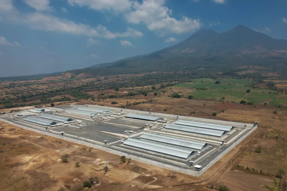 FILE - The Terrorism Confinement Center (CECOT) stands in Tecoluca, El Salvador, March 5, 2023. (AP Photo/Salvador Melendez, File)