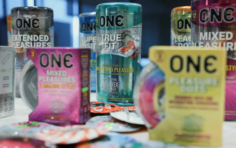 ONE condoms by Karex on display in Petaling Jaya, Malaysia April 21, 2026. REUTERS/Hasnoor Hussain