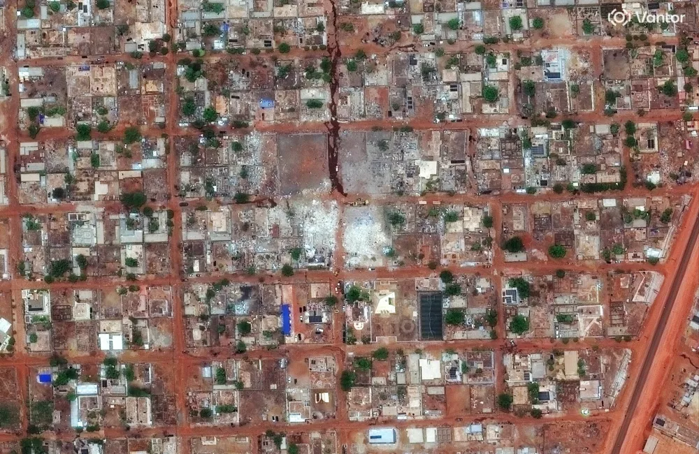 A satellite image shows the area surrounding the home of late Mali's defense minister Sadio Camara, after coordinated attacks by West Africa's al Qaeda affiliate and a Tuareg-dominated separatist group, in Kati, Mali, April 26, 2026. VANTOR/Handout via REUTERS. THIS IMAGE HAS BEEN SUPPLIED BY A THIRD PARTY. NO RESALES. NO ARCHIVES. MANDATORY CREDIT. MUST NOT OBSCURE LOGO