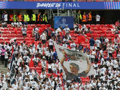 Soccer Football - UEFA Champions League - Final - Paris St Germain v Arsenal - Puskas Arena, Budapest, Hungary - May 30, 2026 General view of Paris St Germain fans inside the stadium before the match REUTERS/Bernadett Szabo