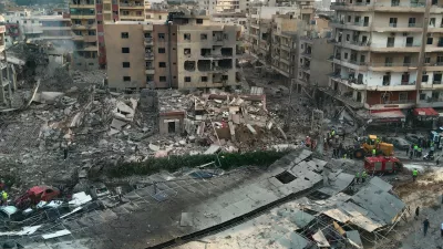 Rescuers work at the site of an Israeli airstrike that hit a building and damaged a hospital in the southern port city of Tyre, Lebanon, Monday, June 1, 2026. (AP Photo)