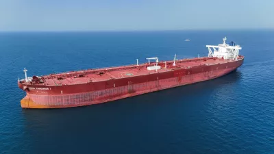 FILE PHOTO: A drone view shows the Malta-flagged tanker Agios Fanourios I, an oil tanker that sailed through the Strait of Hormuz, arriving in Iraq?s territorial waters off Basra, Iraq, April 17, 2026. REUTERS/Mohammed Aty/File Photo