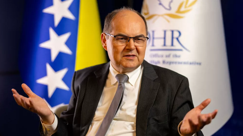 FILE PHOTO: Bosnia's international High Representative Christian Schmidt during an interview for Reuters in Sarajevo, Bosnia and Herzegovina, October 10, 2023. REUTERS/Antonio Bronic/File Photo