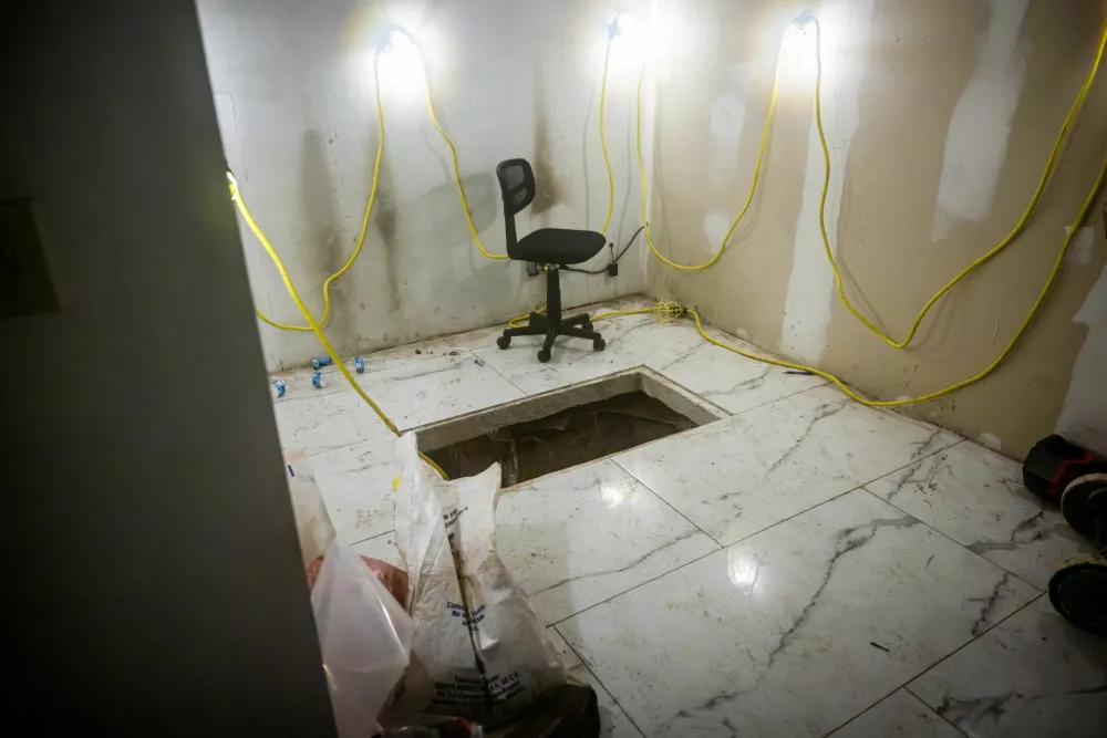 The exit point of a cross-border drug tunnel between U.S. and Mexico, in this handout image released June 1, 2026, with location given as San Diego, California, U.S. US Attorney's Office for the Southern District of California/Handout via REUTERS  THIS IMAGE HAS BEEN SUPPLIED BY A THIRD PARTY. MANDATORY CREDIT. VERIFICATION: - Exact location could not be verified, but the press release published on June 1, 2026 by the U.S. Attorney's Office of Southern District of California stated that a cross-border tunnel was discovered from Tijuana, Mexico, to a store seeming to operate as a retail store near the Otay Mesa Port of Entry - No older version of the visuals were posted online before June 1, 2026