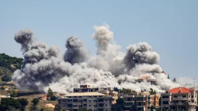 Smoke billows from southern Lebanon, following Israeli strikes, as seen from Nabatieh, Lebanon, June 3, 2026. REUTERS/Stringer