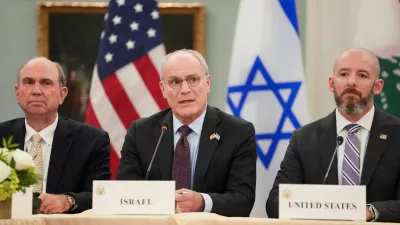 Israeli Ambassador to the U.S. Yechiel Leiter speaks next to State Department Chief of Staff Daniel Holler during a meeting between Israeli and Lebanese delegations hosted by the United States, after the Trump administration said Israel and Lebanon agreed to implement a ceasefire to end hostilities, at the State Department in Washington, D.C., U.S., June 3, 2026. REUTERS/Nathan Howard