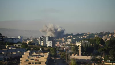 Smoke billows from southern Lebanon following an Israeli strike, as seen from Nabatieh, Lebanon, June 5, 2026. REUTERS/Stringer