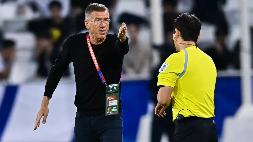 Uzbekistan national team head coach Srecko Katanec reacts during the FIFA World Cup 2026 AFC Asian Qualifiers third round group A match between Qatar and Uzbekistan at Jassim Bin Hamad Stadium in Doha, Qatar, on November 14, 2024.Qatar v Uzbekistan - 2026 FIFA World Cup Qualifier, Doha - 15 Nov 2024,Image: 934675551, License: Rights-managed, Restrictions: RESTRICTED TO EDITORIAL USE, Model Release: no 
