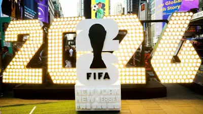 FILE PHOTO: The New York/New Jersey's FIFA World Cup 2026 logo is revealed during the kickoff event in Times Square in New York City, U.S., May 18, 2023. REUTERS/Brendan McDermid/File Photo
