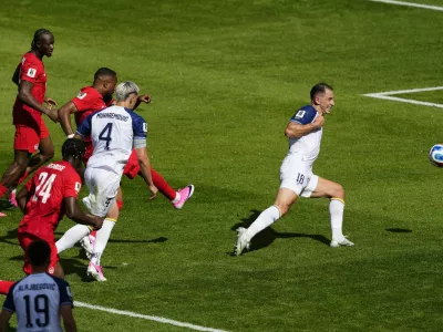 Soccer Football - FIFA World Cup 2026 - Group B - Canada v Bosnia and Herzegovina - Toronto Stadium, Toronto, Canada - June 12, 2026 Canada's Cyle Larin scores their first goal IMAGN IMAGES via Reuters/Kevin Sousa