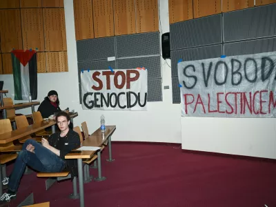 - 09.05.2024 - &Scaron;tudentska zasedba Fakultete za družbene vede v Ljubljani v podporo Palestini.FOTO: Nik Erik Neubauer