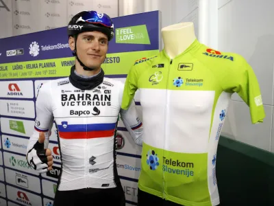 Matej Mohorič - kolesar ekipe Bahrain Victorius <br><br>- 13.04.2022 &ndash; Kolesarska dirka Po Sloveniji - novinarska konferenca pred začetkom 28. kolesarske dirke Po Sloveniji 2022<br><br>//FOTO: Tomaž Skale<br>