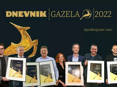 Izmed &scaron;estih regijskih finalistov (od leve proti desni Etrel, Pi&scaron;ek - Vitli Krpan, Sodimex, Status, Benko-tehna Puconci, Nimrod) bomo v Cankarjevem domu razglasili zlato, srebrno in bronasto gazelo 2022. F arhiv Dnevnika
