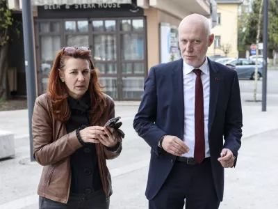 Andreja Katič, Milan Brglez- 04. 04. 2024 - predkongresno terensko srečanje članov stranke SD, na katerem bodo med drugim kandidati za vodenje SD predstavili svoje volilne programe; prostori biv&scaron;e Občine Ljubljana - Vič, Trg mladinskih delovnih brigad 7 //FOTO: Jaka Gasar