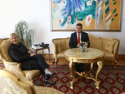slovenska predsednica Nata&scaron;a Pirc Musar<br><br>hrva&scaron;ki predsednik Zoran Milanović<br><br>&nbsp;<br><br>- 01.02.2023 &ndash; ZAGREB &ndash; prvi obisk slovenske predsednice republike na Hrva&scaron;kem &ndash; srečanje s hrva&scaron;kim predsednikom&nbsp;Zoranom Milanovićem,<br><br>&nbsp;<br><br>//FOTO: Luka Cjuha<br><br>