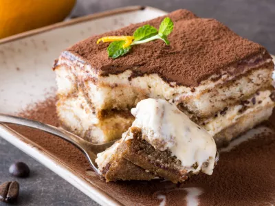 Italian Dessert Tiramisu with Mascarpone Cheese and Espresso Coffee