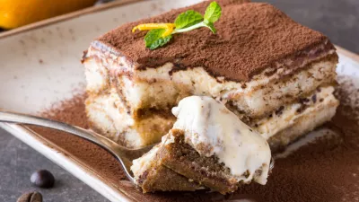 Italian Dessert Tiramisu with Mascarpone Cheese and Espresso Coffee