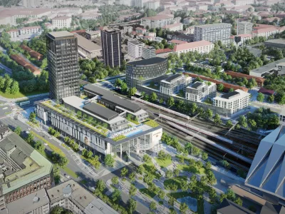 Emonika, potni&scaron;ki center Ljubljana, nova železni&scaron;ka in avtobusna postaja in komercialni ter stanovansjki kompleks. Investitorji SŽ, MZI, Mendota invest (OTP banka) in MOL. Predstavitev projekta april 2022