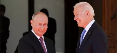 U.S. President Joe Biden and Russia's President Vladimir Putin shake hands as they arrive for the U.S.-Russia summit at Villa La Grange in Geneva, Switzerland, June 16, 2021. REUTERS/Kevin Lamarque